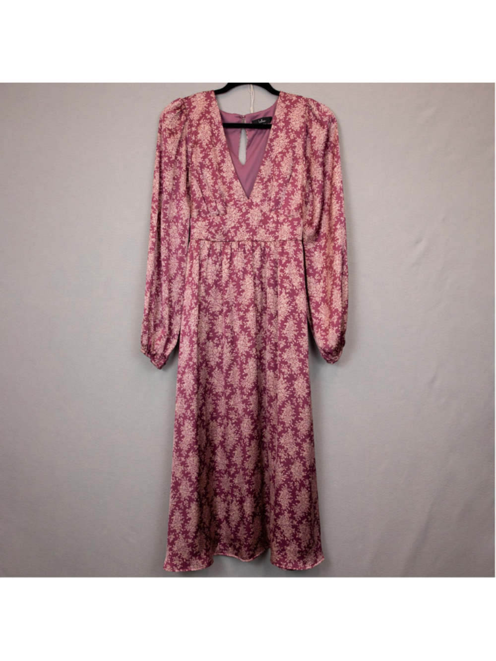 Lulus Graceful Impression purple floral satin midi dress-M